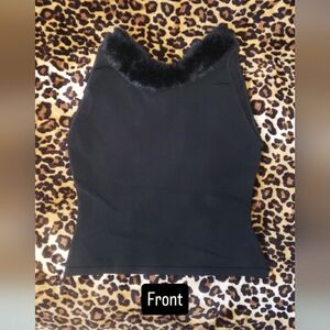 Rampage Black Marabou Fur Top Y2K